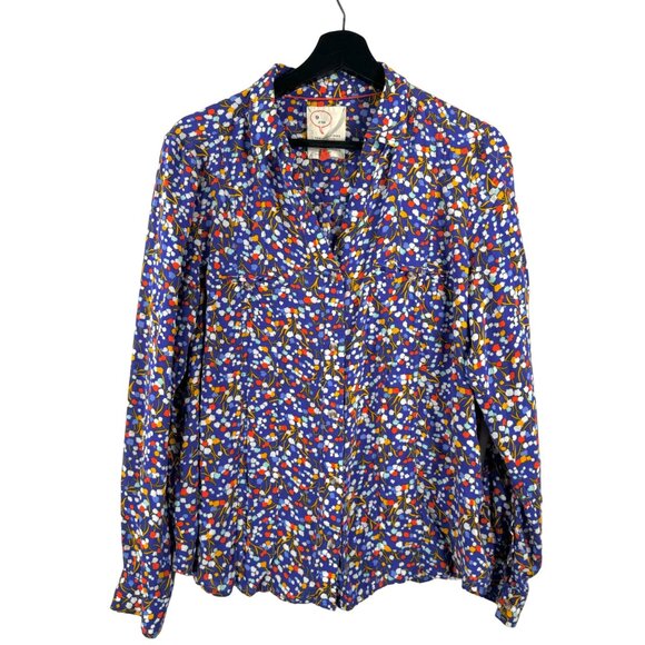 Anthropologie Tops - Anthropologie Conversations floral blouse colorful retro sz 12